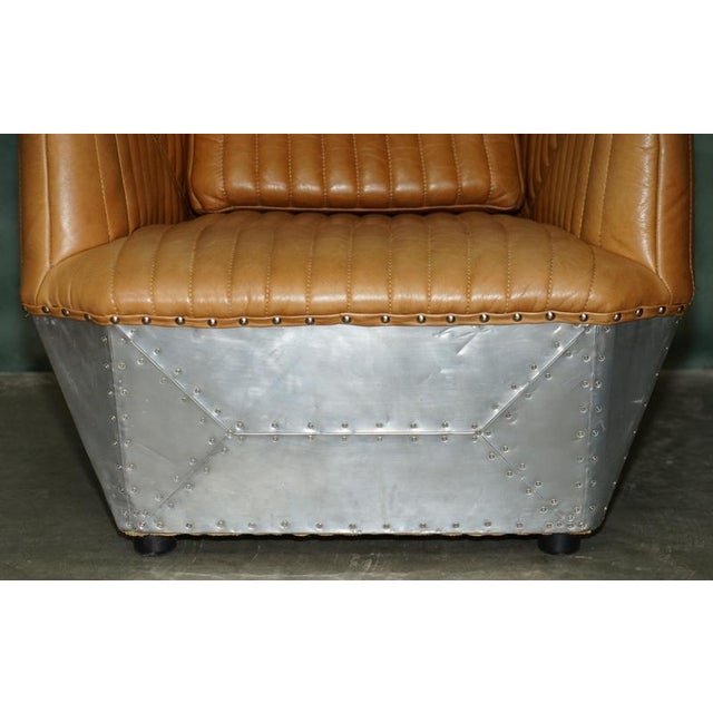 Aviator Lounge Chair in Tan Brown Leather For Sale - Image 9 of 16