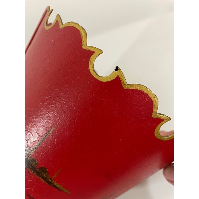 1950s-70s Chinoiserie Red Toleware Cachepot or Jardiniere For Sale - Image 13 of 15