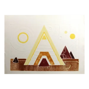 1980s Martha Slaymaker "Pharoah Iv" Signed Numbered Collagraph Southwestern Art