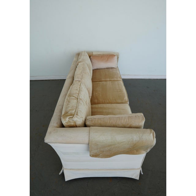 Textile Vintage Drexel Heritage Skirted Velvet Sofa For Sale - Image 7 of 14