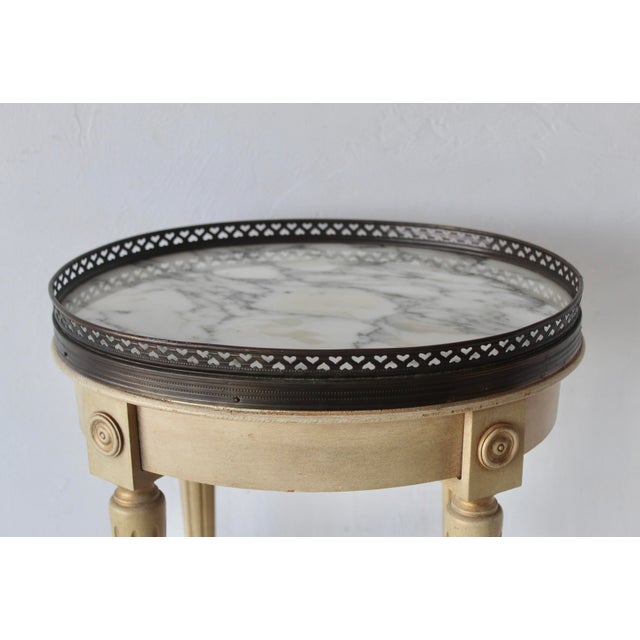 Mid 20th Century Mid 20th Century French Louis XVI Style Marble Oval Top Bouillotte Side Table For Sale - Image 5 of 13
