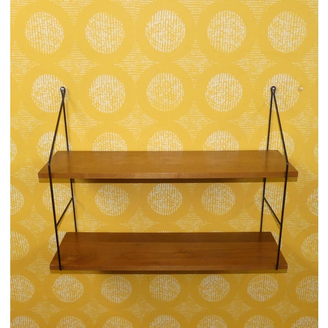 Wood Small Vintage Wall String Shelf in Walnut, 1960s For Sale - Image 7 of 7