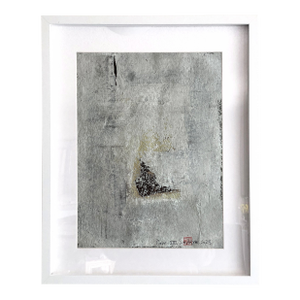 Cove.XIII White Framed Abstract Shades of Gray Painting