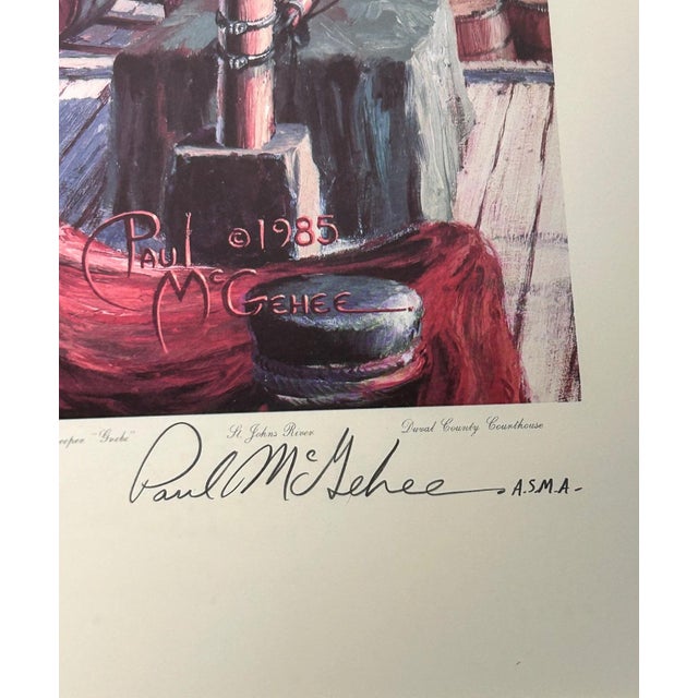 Paul McGehee Signed Limited Edition Jacksonville Maritime Art Print Framed 1985 Presenting a captivating piece of vintage...