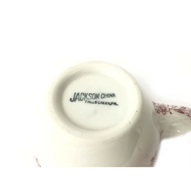 Vintage Jackson China Restaurant Ware Red Flower Teacup Coffee Cup Saucer Set- 2 Pc For Sale - Image 9 of 10