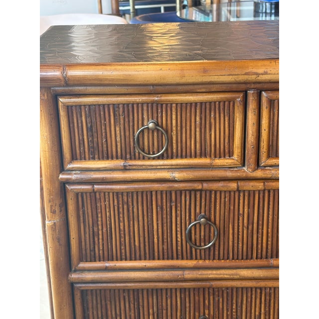 Vintage Baker Milling Road Chest of Drawers Bamboo Pencil Reed Rattan For Sale - Image 9 of 12