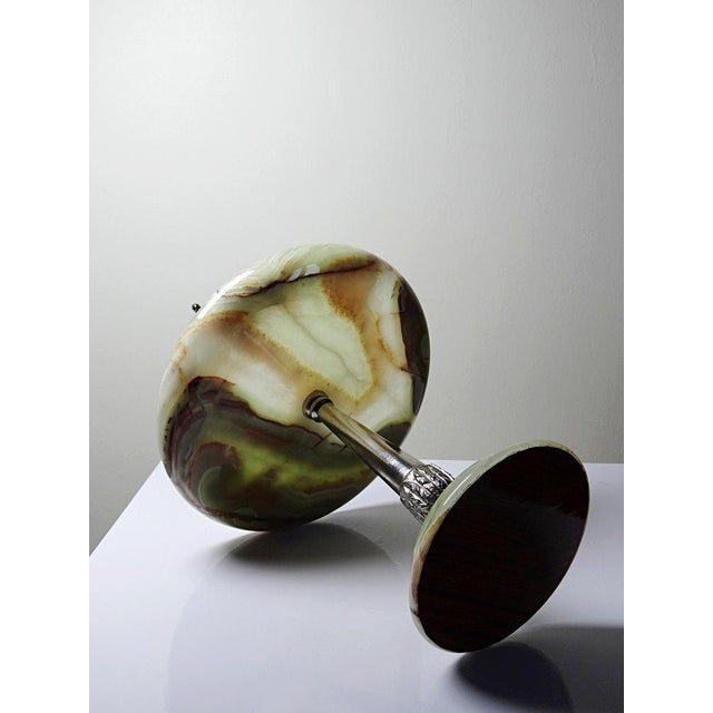 Display Stand in Green Onyx and Silver-Plated Metal, 1940s For Sale - Image 11 of 14