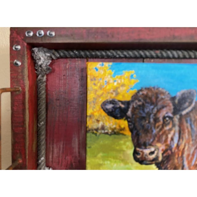 "Cutie Pie" ~ Willie Britt, Original Acrylic Painting, Calves Can Be Mischievous and This One Definitely Was. For Sale - Image 4 of 6