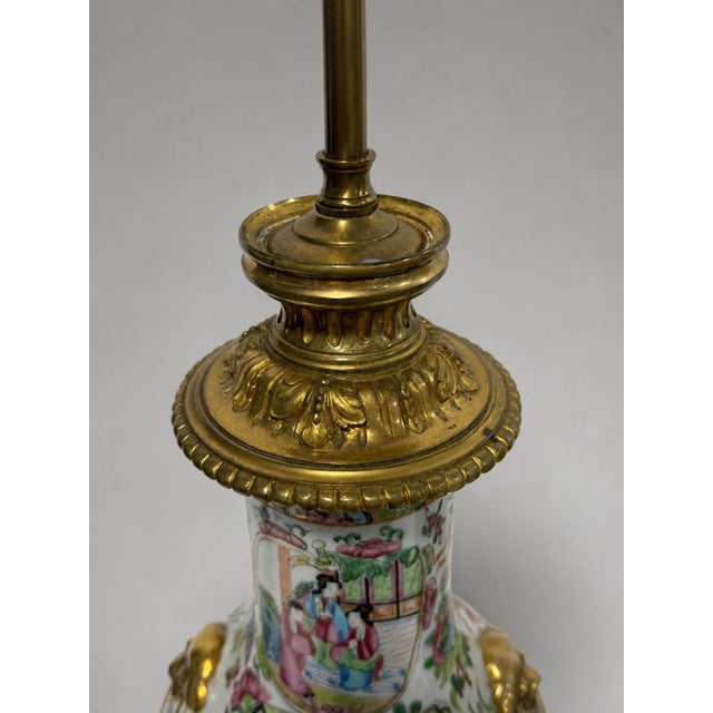 Metal Mid 19th Century Chinese Famille Rose Medallion Porcelain and Gilt-Bronze Lamps - a Pair For Sale - Image 7 of 11
