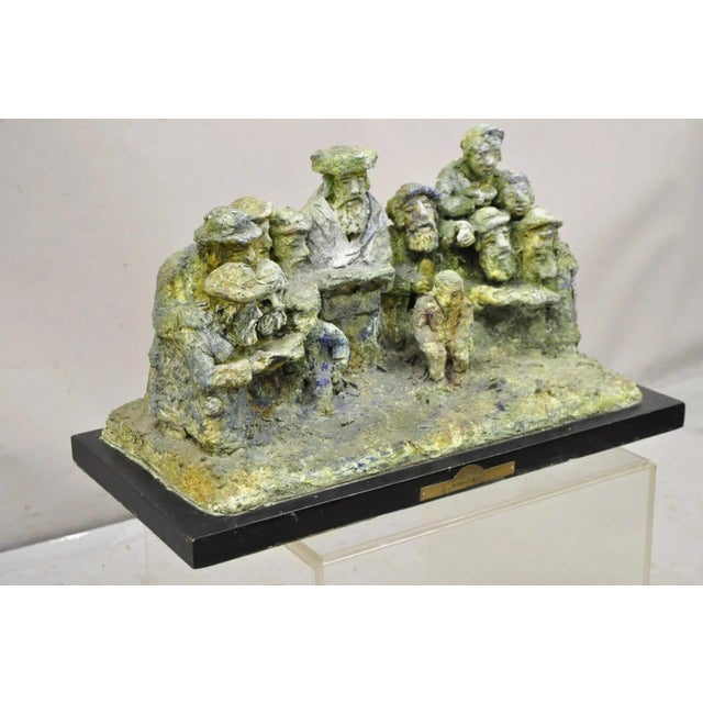 "Tashlich" by Samuel M Segal Judaism Vintage Brutalist Green Plaster Sculpture. Item features painted plaster, brutalist...