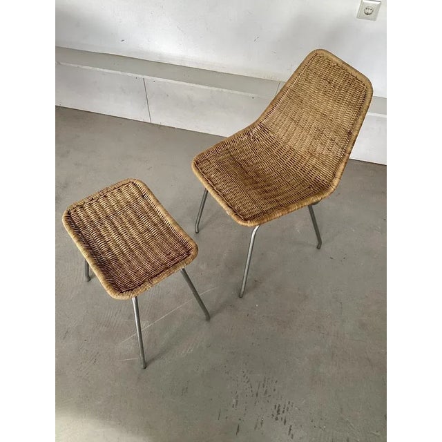 Mid-Century Modern Set of Dutch Chair & Stool attributed Rohé Noordwolde, 1960s For Sale - Image 3 of 8