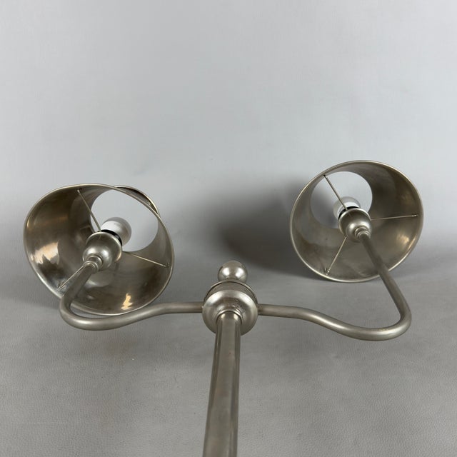 Metal Table Lamp in Metal and Brown Leather, 1970s For Sale - Image 7 of 11