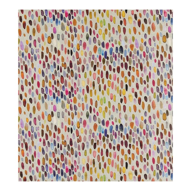 The House of Scalamandré Jamboree Linen Print Fabric, Magenta/Multi For Sale