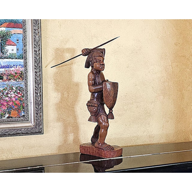 Vintage Hand-Carved Filipino Igorot Warrior Wood Sculpture – 23” For Sale - Image 11 of 18