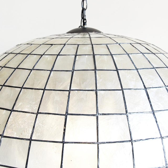 Contemporary Capiz Shell Globe Pendant Light 36" For Sale - Image 3 of 8