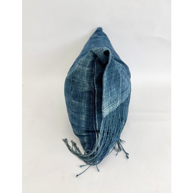 Blue Vintage Indigo Blues Envelope Lumbar Down Pillow For Sale - Image 8 of 11