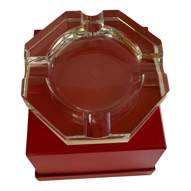 Vintage Baccarat Hexagonal Crystal Cigar Ashtray Made in France 1980s For Sale