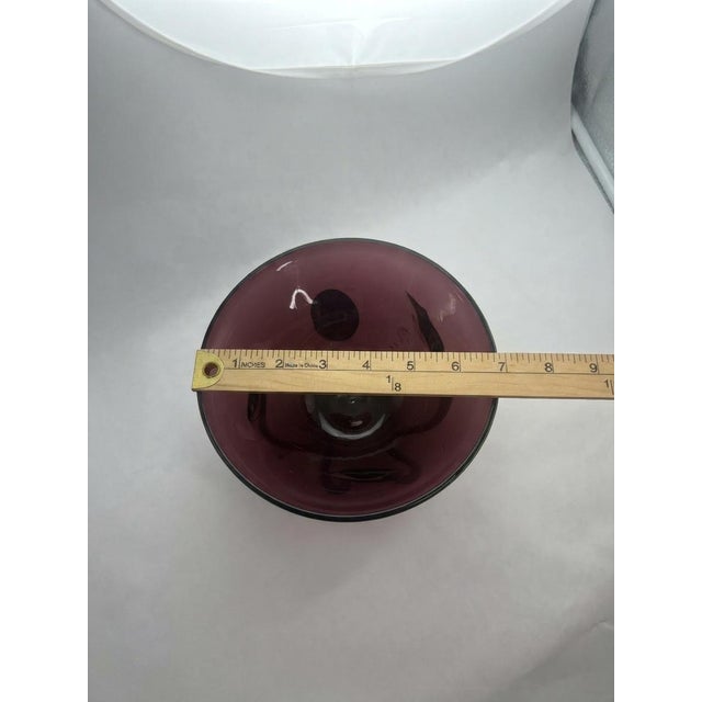 Mid-Century Modern Mid-Century Modern Cranberry Red Art Glass Footed Centerpiece Bowl For Sale - Image 3 of 3