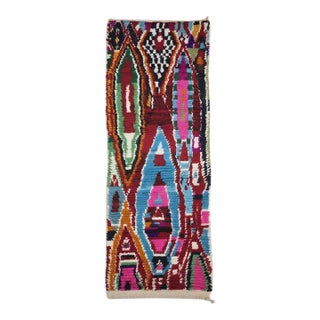 Moroccan Colorful Boujad Wool Rug - 254 X 78 Cm For Sale