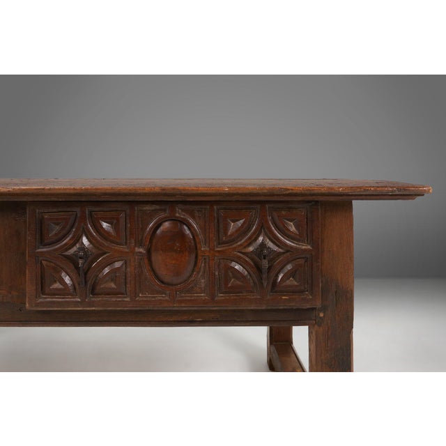 Antique Spanish Console Table in Carved Oak, 1700s For Sale - Image 5 of 18