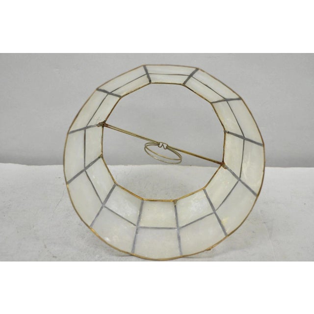 Vintage Italian Hollywood Regency Capiz Shell Gold 8.5" Round Clip on Lamp Shade For Sale - Image 12 of 18
