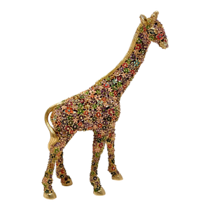 Jay Strongwater Goodwin Mille Fiori Giraffe Figurine Limited Edition 115/350 Swarovski Crystal Enamel 14k Gold Finish Pewter Luxury Collectible Decor