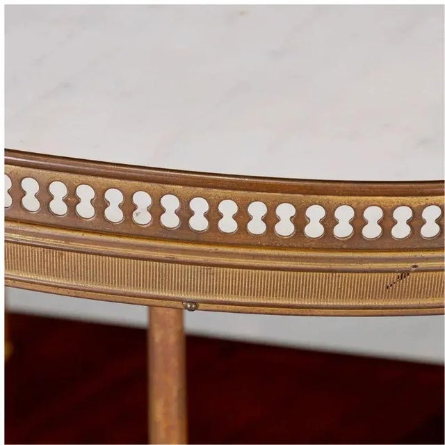 Round Marble Top Gueridon Table With Mahogany Shelves For Sale - Image 4 of 4