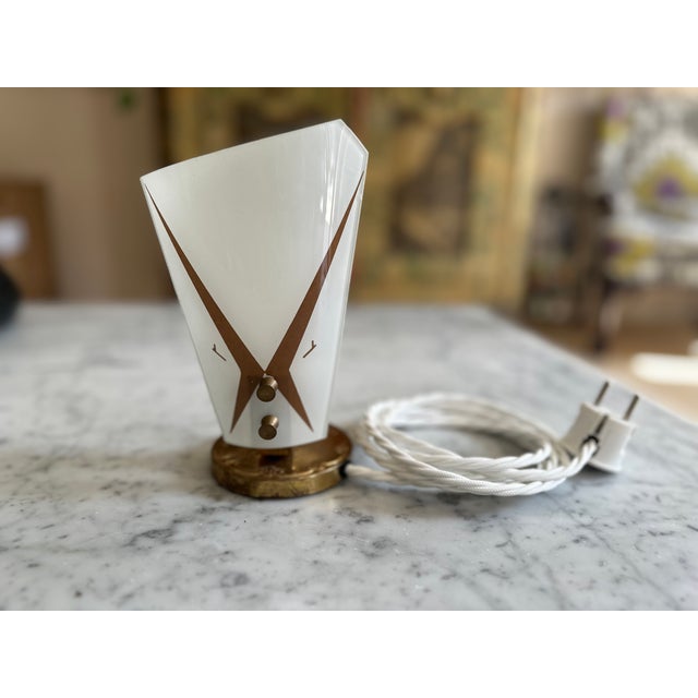 Mid-Century Italian Table Lamp with Glass Shade and Brass Finish For Sale - Image 14 of 15