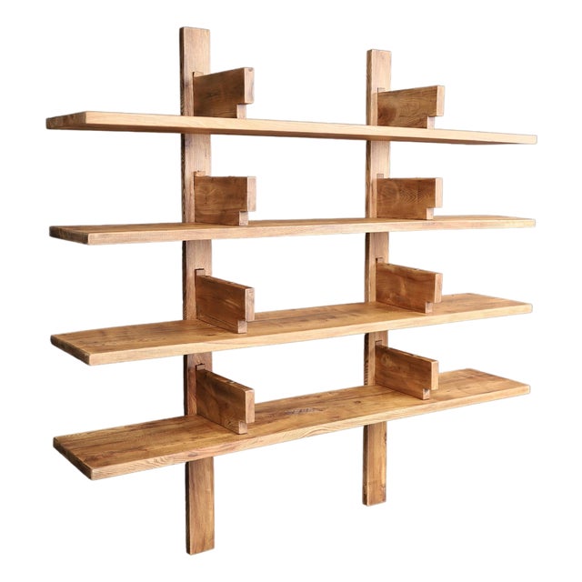 Patinated Elm Bookshelf in the style of Pierre Chapo, France, 1970s For Sale