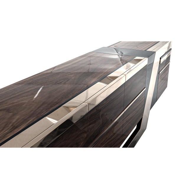 "Calamità" Credenza With Walnut, Stainless Steel and Bronze For Sale In Los Angeles - Image 6 of 6