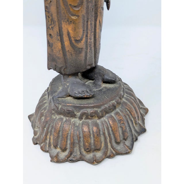 Bronze Korean Baby Buddha Pointing to Heaven & Earth (C. 18th/19th Century) For Sale - Image 8 of 9