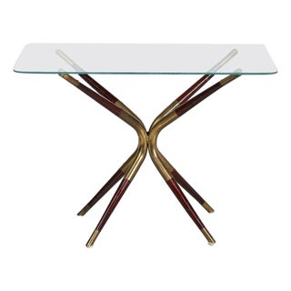 Vintage Italian Coffee Table in Mahogany and Brass, 1960s For Sale