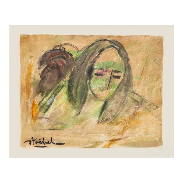 Edgar Stoebel, The Girl, Oil on Paper, Mid-20th Century For Sale