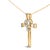 Contemporary 14K Yellow Gold Plated .925 Sterling Silver 1/6 Cttw Diamond Interlocking Heart and Ribbon Cross Pendant Necklace (H-I Color, I2-I3 Clarity) - 18" For Sale - Image 3 of 5