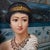 Baroque 1960s Grand Scale Orientalist Seated Egyptian Woman Painting in Ornate Baroque Gilt Frame For Sale - Image 3 of 12