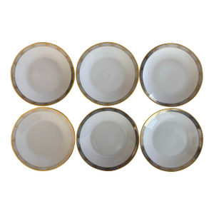 Mid Century Rosenthal Small Plates in the Continental Blue Band Gold Lines Pattern - Set of 6