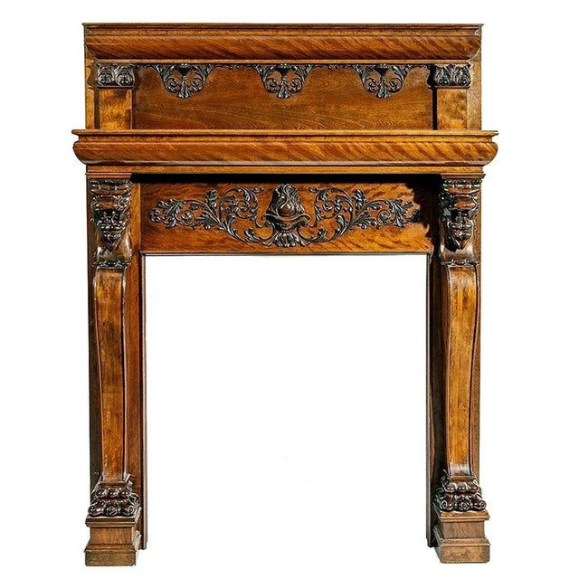 Antique Carved Fireplace Mantel For Sale - Image 9 of 9