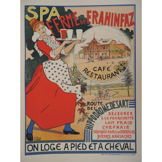 Edouard Duyck & Adolphe Crespin, Waitress Bringing Belgian Beer, 1895, Lithograph For Sale