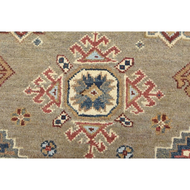 Kazak Rug 2’11” X 4’11” Brown Wool Tribal Hand-Knotted Oriental Carpet For Sale - Image 4 of 12