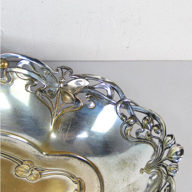 Art Nouveau Tray in Silver-Plated Brass For Sale - Image 6 of 7