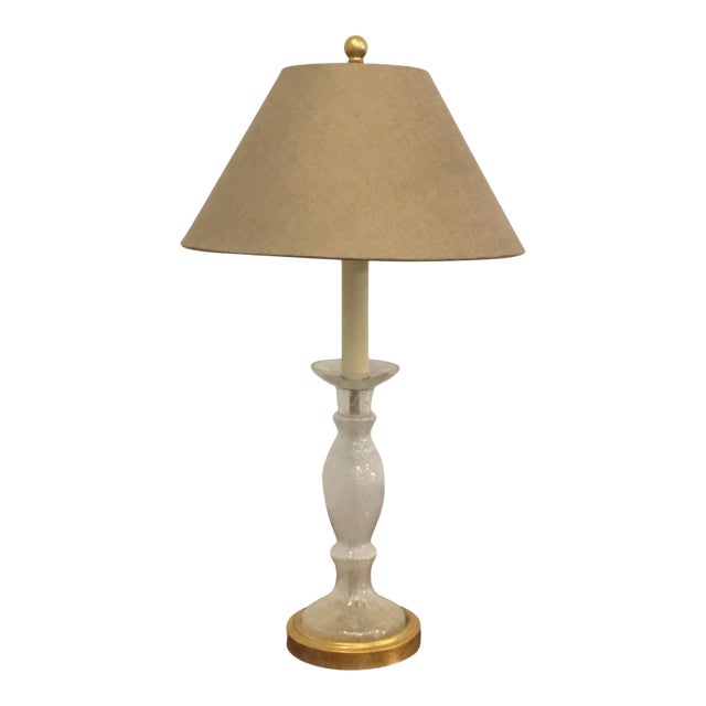 Transitional Seeded Glass Lamp For Sale