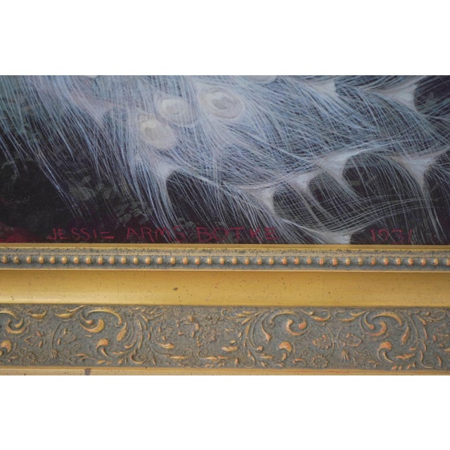 Large Oil on Canvas Peacock Painting - Artist Signed For Sale - Image 9 of 12