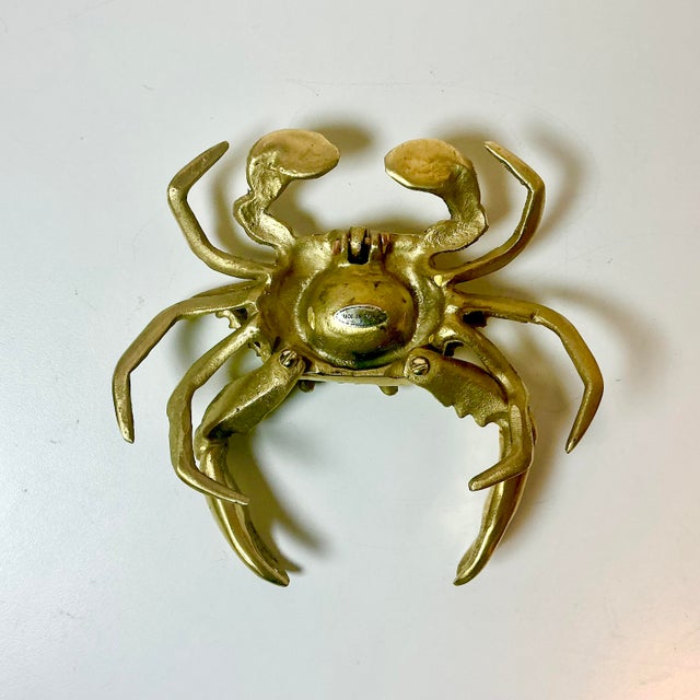 1960s Vintage Costal Hollywood Regency Boho Chic Brass Crab Box. For Sale - Image 9 of 9