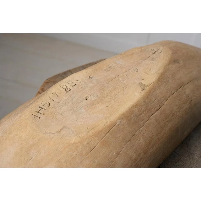 White Large Antique Swedish Folk Art Wooden Bowl For Sale - Image 8 of 11