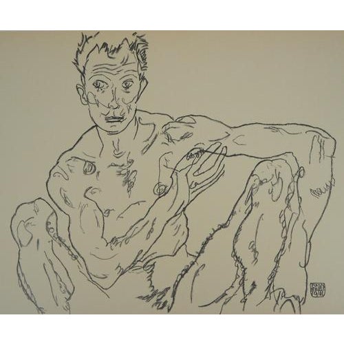 After Egon Schiele, Nude Self-Portrait, Lithograph For Sale - Image 5 of 7