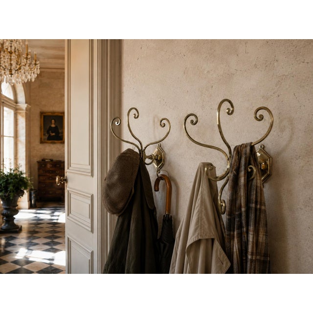 Antique Brass Coat Hooks, 1900, Set of 2 For Sale - Image 12 of 13