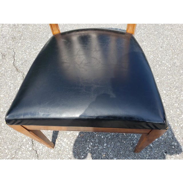 Set of Four j.l. Metz Furniture French Walnut, Brass and Top Grain Cow Hide Leather Seat Dining Chairs For Sale In Washington DC - Image 6 of 9