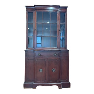 Mid-Century Brickwede Mahogany China Cabinet | Glass Curio Display Hutch | Vintage Solid Wood For Sale