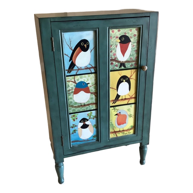 Vintage Pati B "Bird Cupboard" Accent Cabinet For Sale