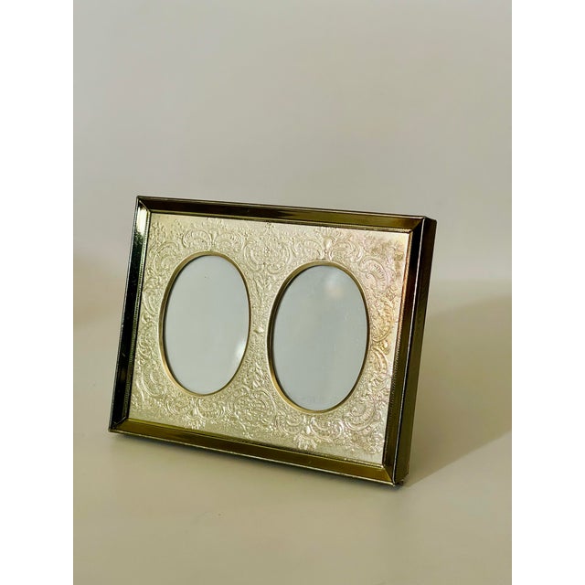 1940’s Filigree Gold Tone Double Photo Frame For Sale - Image 4 of 8